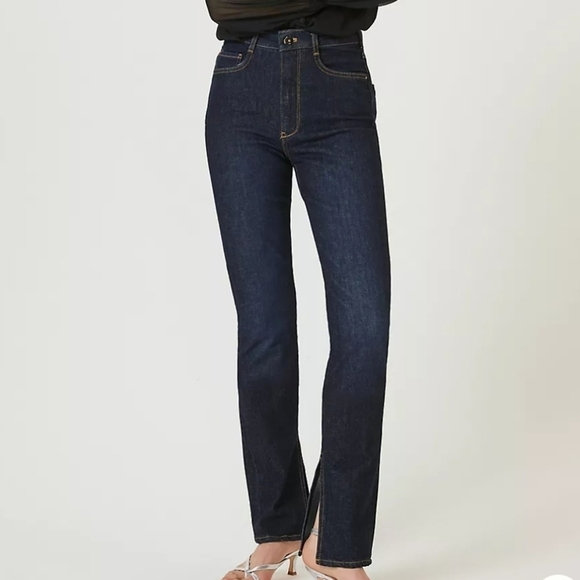 NWT Anthropologie Pilcro The Split Straight Dark Wash Jeans Size 25 or 26 - Picture 2 of 11